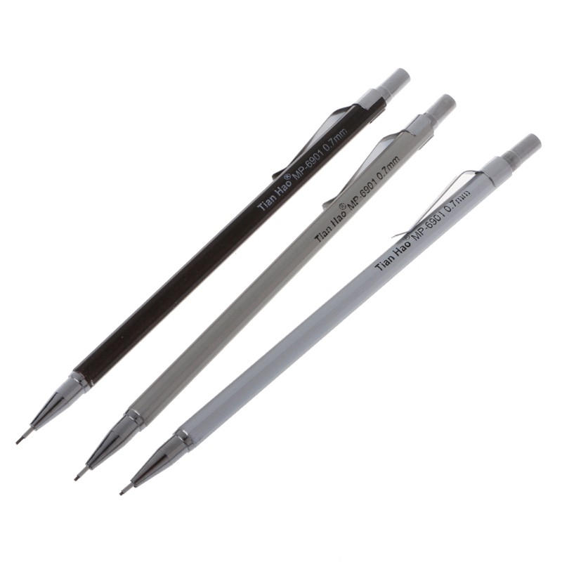 Set 3 bút chì bấm vỏ kim loại cao cấp kích thước ngòi 0.7mm