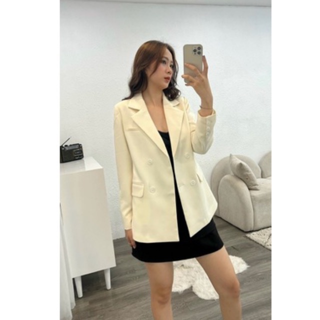 Áo blazer Hàn Quốc hàng thiết kế 2 lớp tỉ mỉ, có cơi ngực, nắp túi, lớp lót bằng vải habutai, độn vai và khuy tay | BigBuy360 - bigbuy360.vn