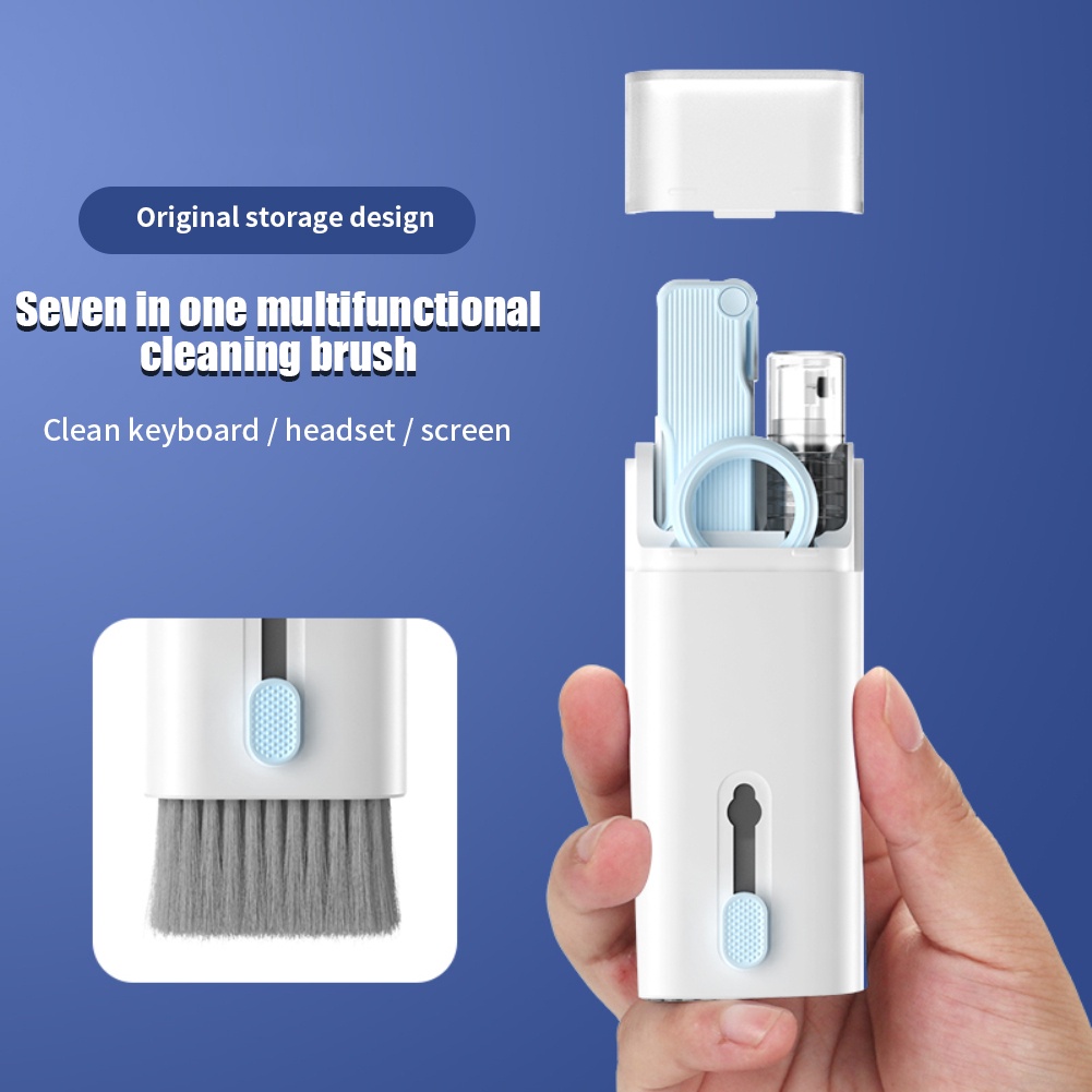 7 Trong 1 Bàn Phím Máy Tính Bàn Chải Cọ Bộ Tai Nghe Bluetooth Chụp Tai Bút Vệ Sinh Cho Tai Nghe Dụng Cụ Vệ Sinh Keycap Kéo