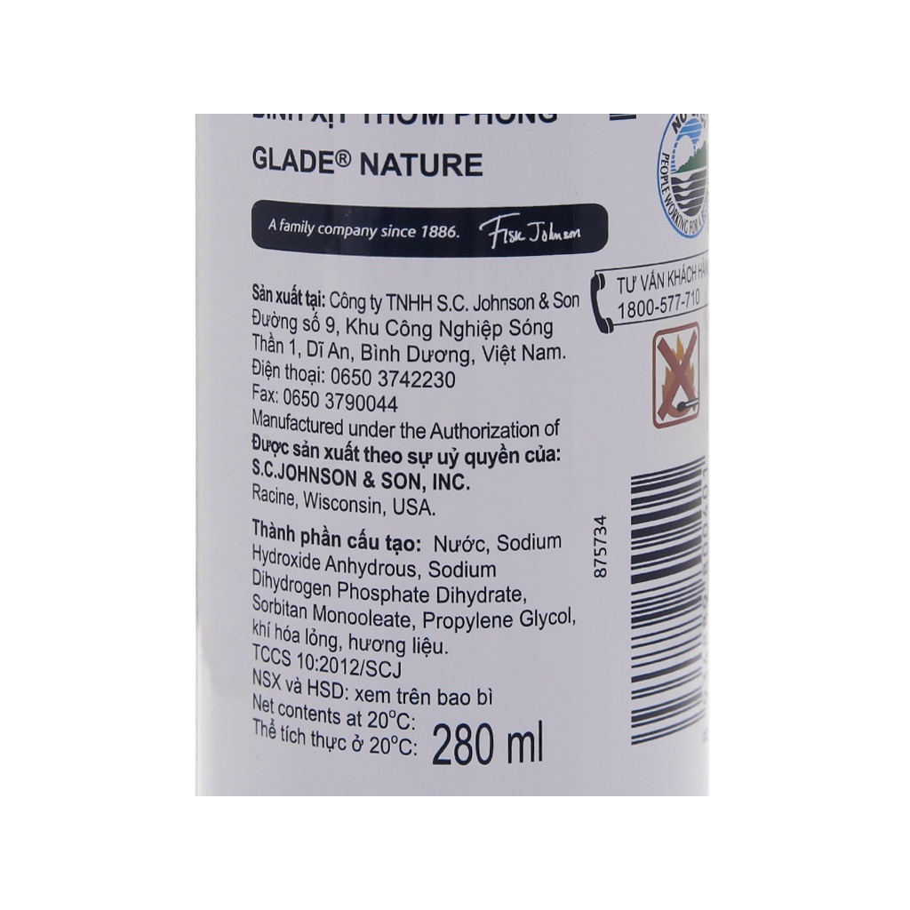 Bình Xịt Thơm Phòng Glade Nature Hương Hoa Hồng 280g