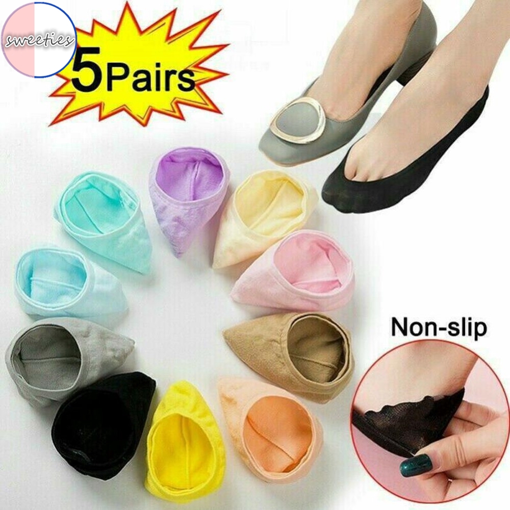 Set 5 đôi vớ cotton tàng hình có đệm Silicon chống trượt tiện dụng cao cấp