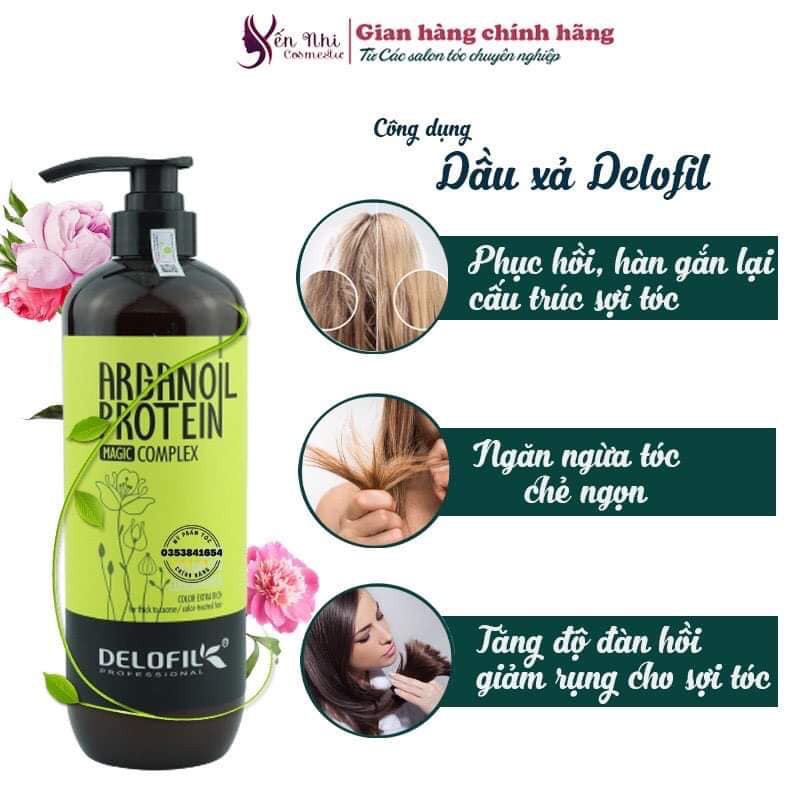 CẶP GỘI XẢ DƯỠNG ẨM PHỤC HỒI Delofil Arganoil Protein 800ml *2