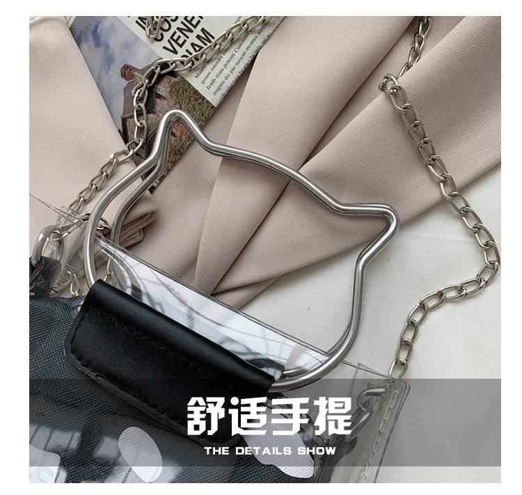 Korean version of the net red hand bag female 2021 new transparent small bag PVC chain wild shoulder Messenger bag tide
