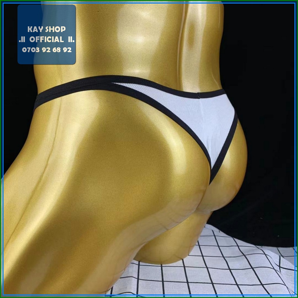 Quần lót lọt khe sexy nam GTOP XMAN thun Modal vân sọc sọc viền độc lạ - Quần sịp nam khoe mông căng tròn gợi cảm