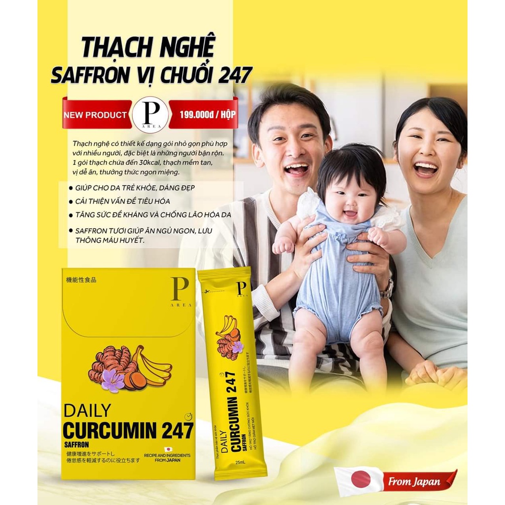 [CHÍNH HÃNG] Thạch Nghệ Saffron Daily Curcumin 247 Vị Chuối Nhật Bản