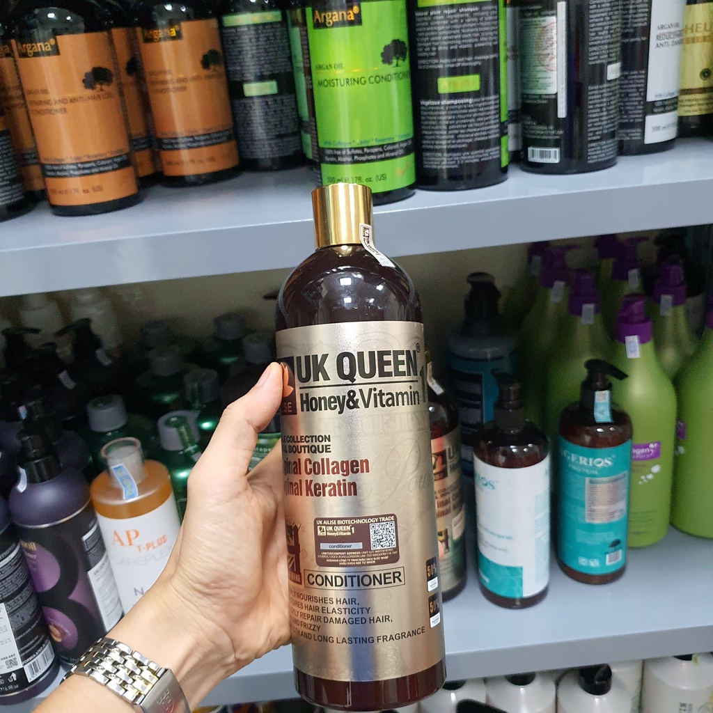 Dầu gội dầu xả UK QUEEN Hone&Vitamin phục hồi chống rụng tóc hương thơm nước hoa cặp 800ml hàng hiệu chính hãng