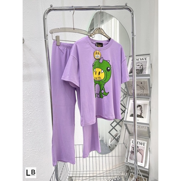 Bộ cotton tím khủng long