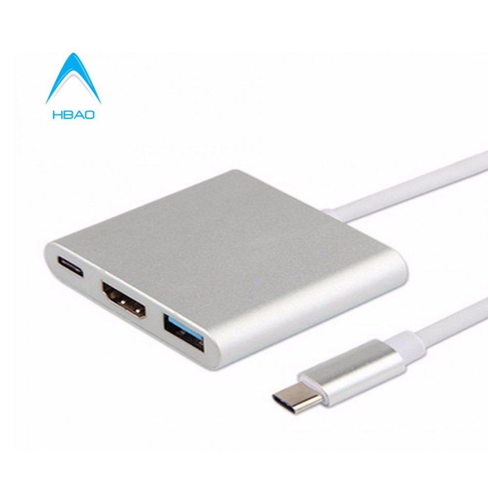 Hub Cáp Bộ Adapter Chuyển Tín Hiệu Usb 3.1 Type-C Sang HDMI 1080P, Type-C Và Usb 3.0 - Bộ Chuyển Đổi 3 Trong 1