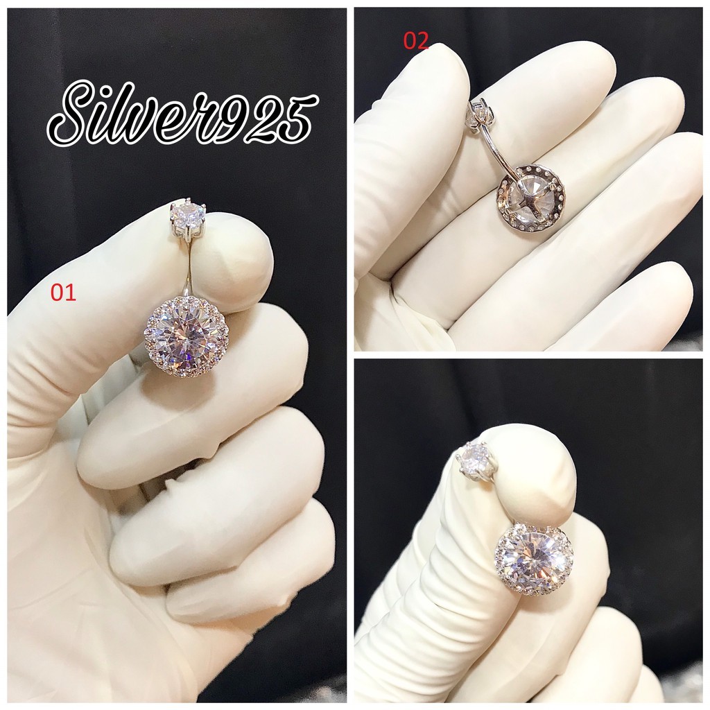 khuyên rốn bạc 925