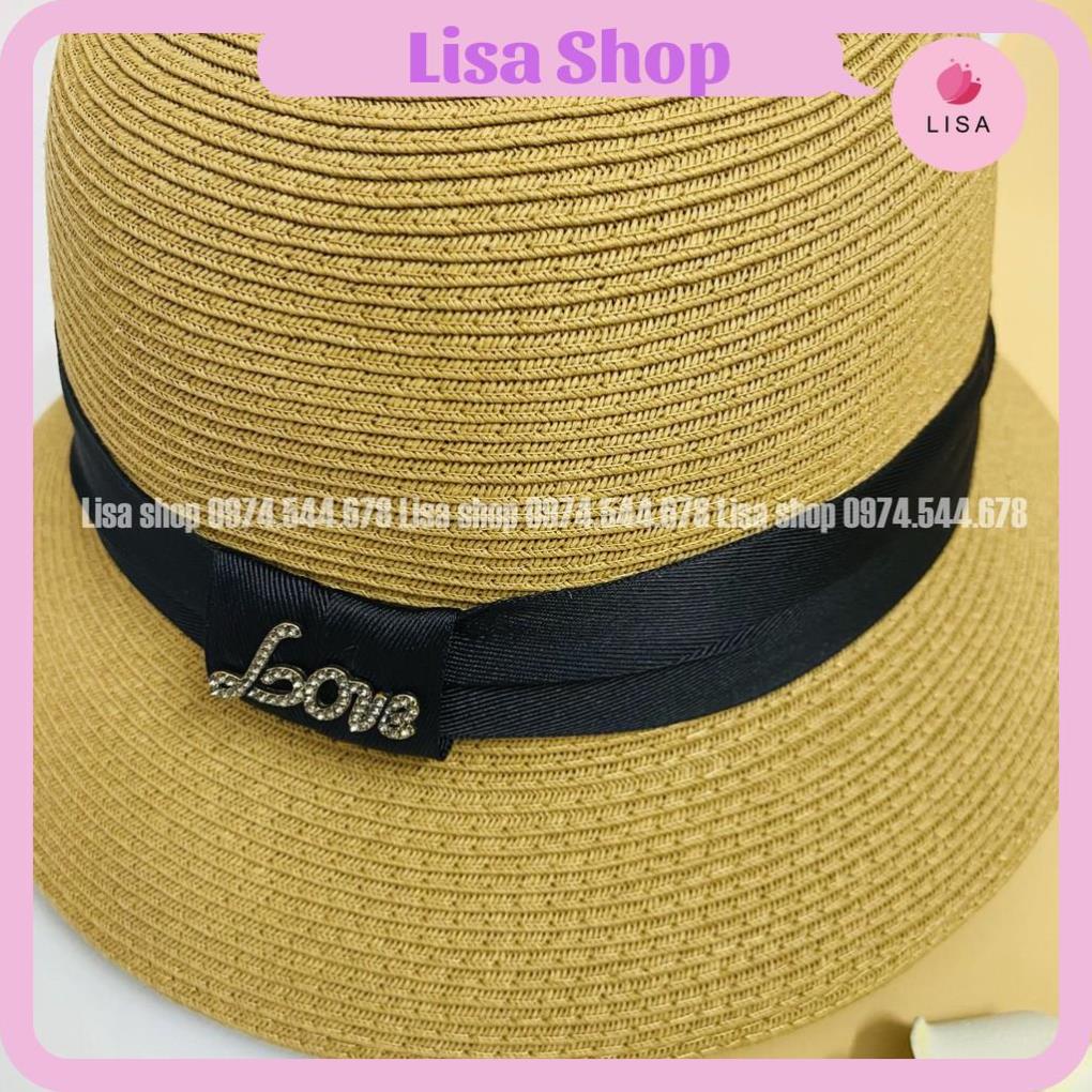 [FREESHIP-HÀNG LOẠI 1] Mũ cói, nón cói đi biển chữ love đính đá form chuẩn đẹp phong cách Hàn Quốc cho nữ, M28