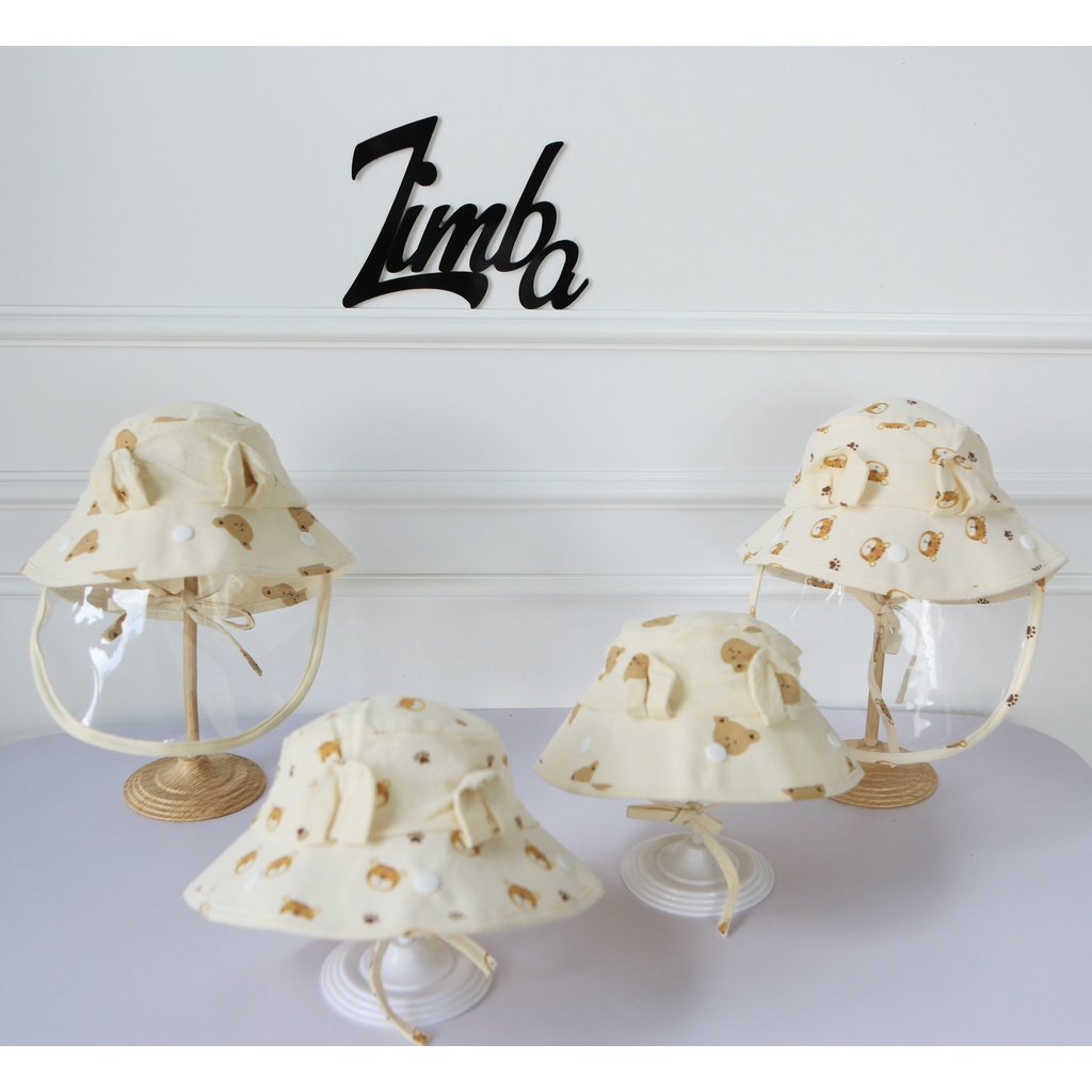 Mũ chống giọt bắn tai gấu Bebezoo - Mochee cho bé, vải linen mềm mại kèm kính chống giọt bắn có thể tháo rời