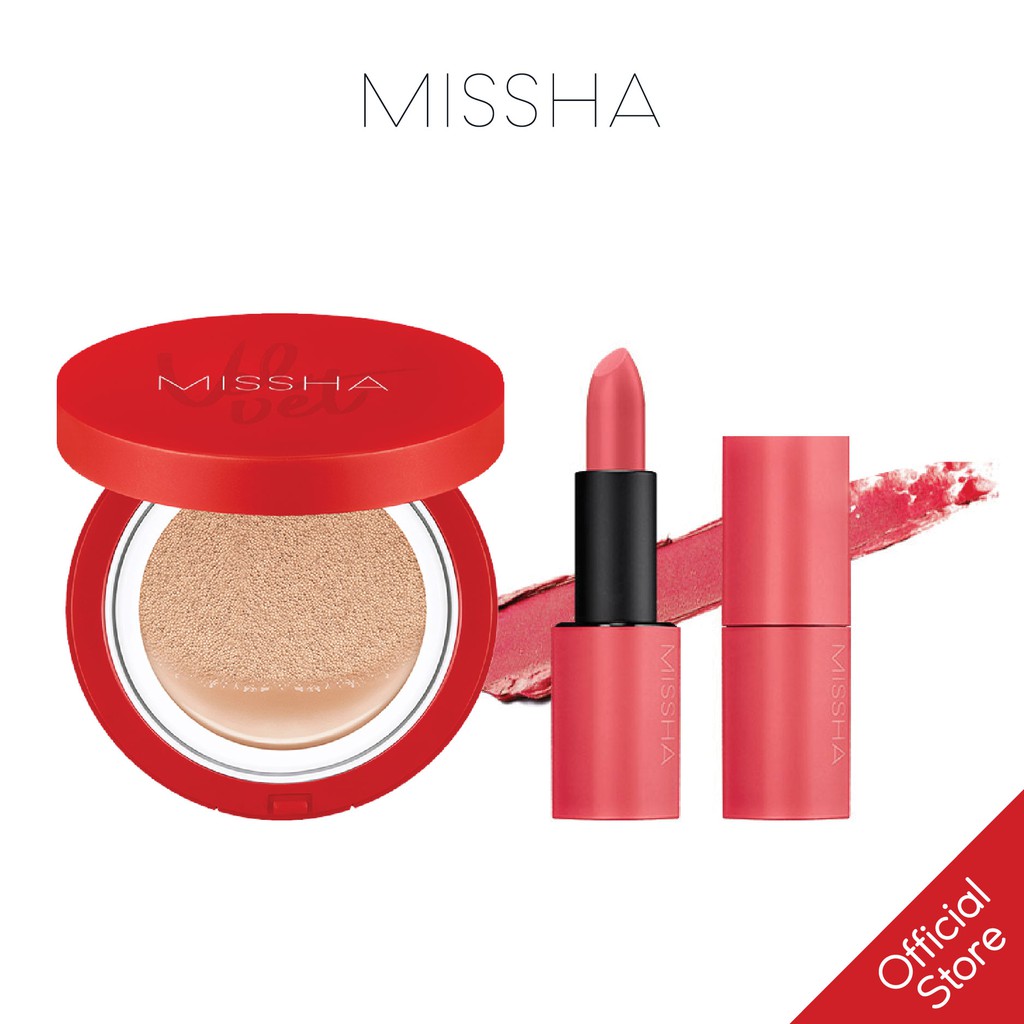 [COMBO] Son Lì MISSHA Dare Rouge 3.5g + Missha Velvet Finish Cushion SPF50+ PA+++ 15g