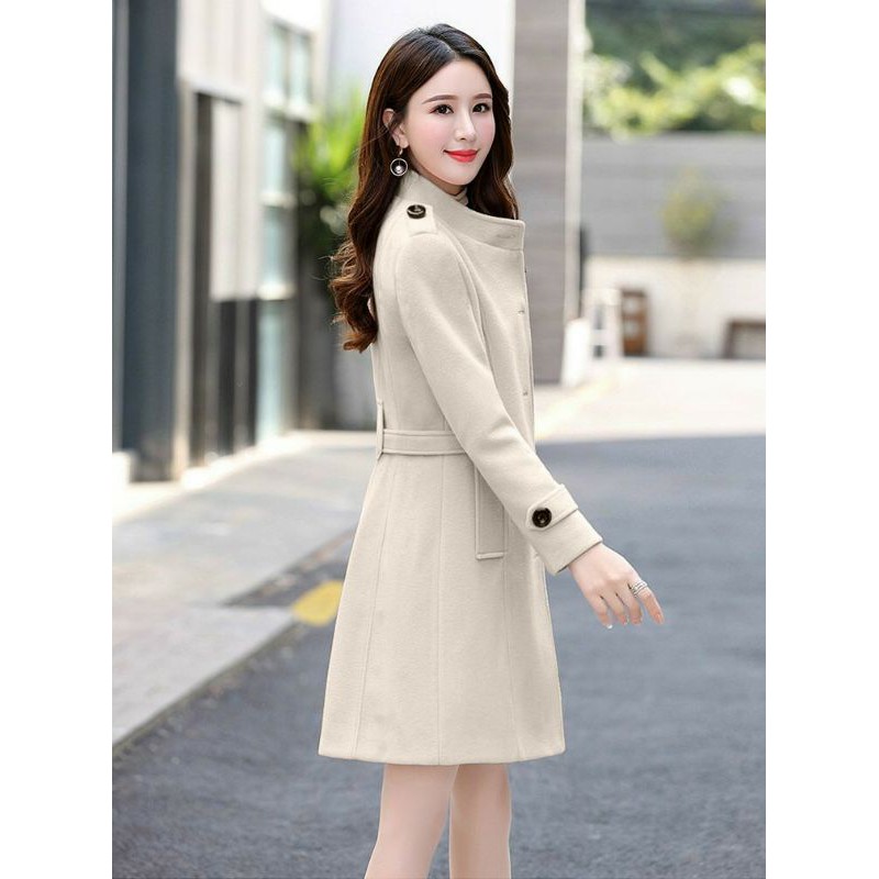 Hàng nhập - Áo khoác dạ cổ trụ đính nút độc đáo, áo dạ manto sang trọng