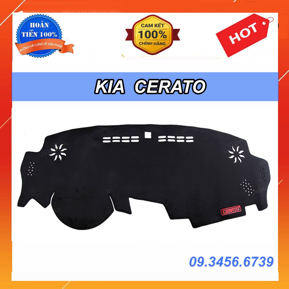 Thảm Taplo Kia Cerato đời 2015 đến 2022 Màu Đen Chất Liệu Nhung Lông Cừu Đế Có Chống Trượt, chuẩn form xe