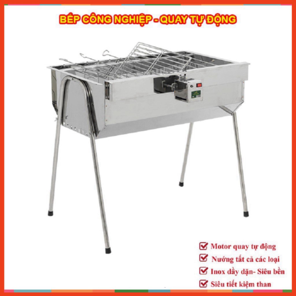 Lò nướng than Inox TopV V5Plus, bếp nướng tự xoay, nướng than ngoài trời