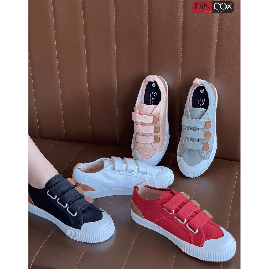 [MÃ WABR1512 GIẢM 12% ĐH 99K ]Giày Sneaker Vải Nữ DINCOX E01 Quai Dán Nữ Tính Xanh Rêu