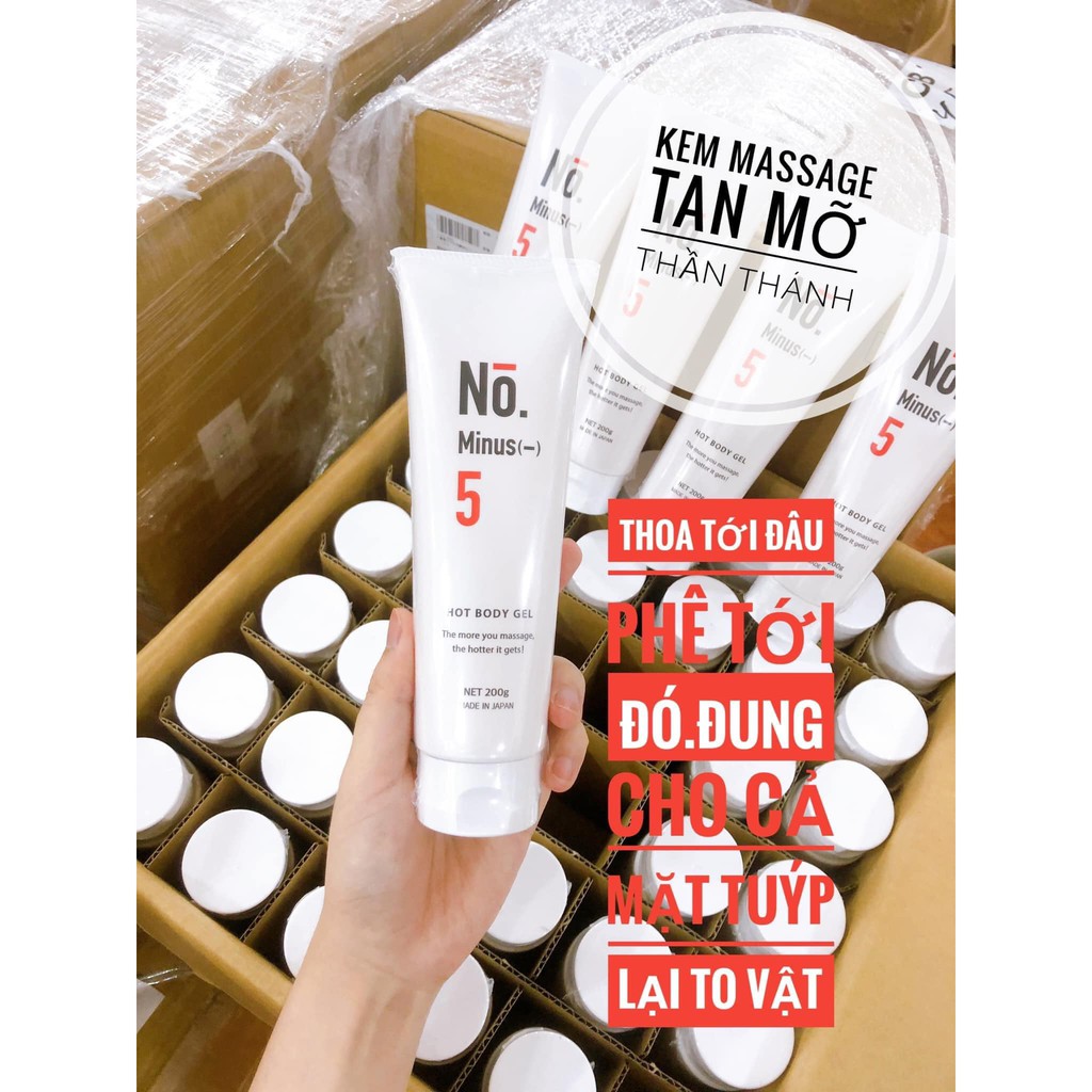 Gel Tan Mỡ Toàn Thân Number Minus 5 Hot Body Nhật Bản - Tuýp 200g