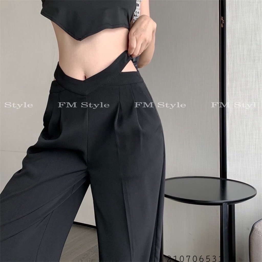 Quần ống suông hở eo nữ FM Style hack dáng lưng cao ống rộng thời trang phong cách sexy quyến rũ 210706531