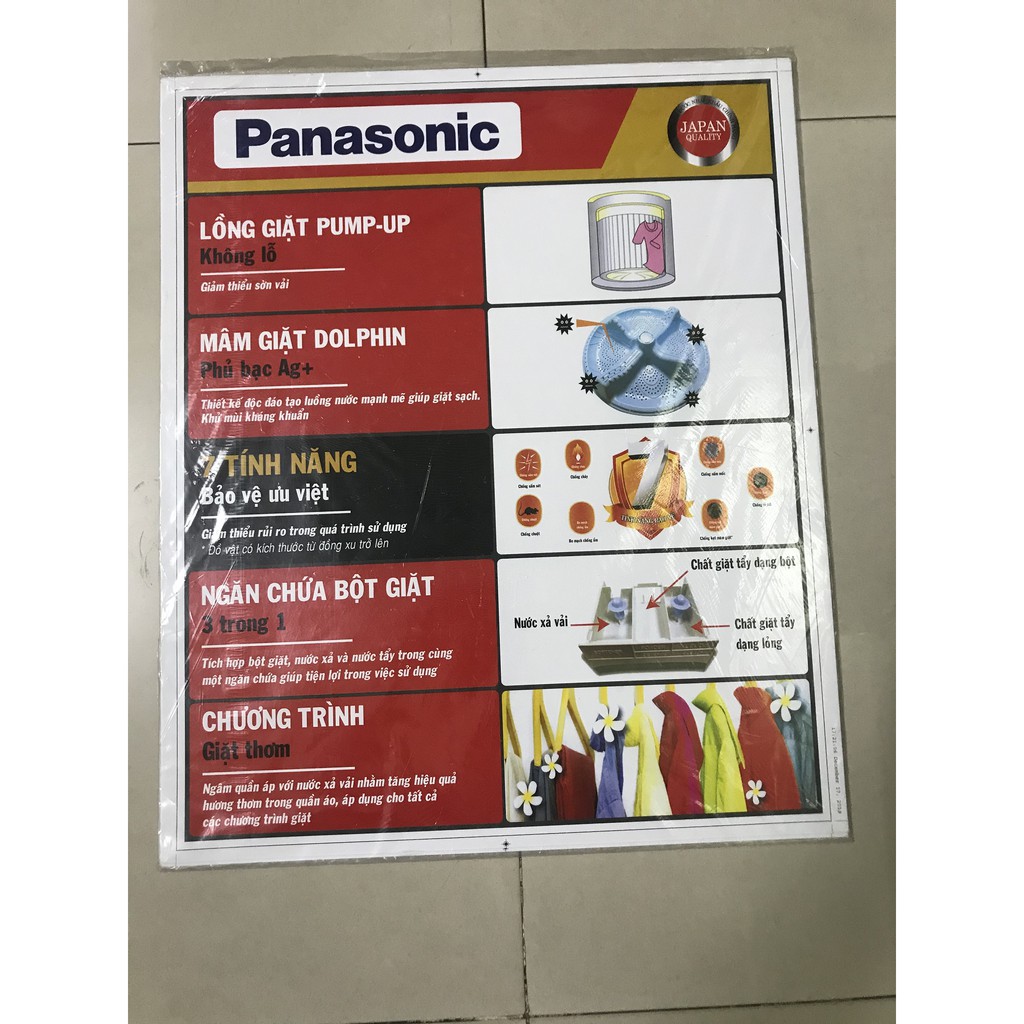 Miếng dán máy giặt Panasonic  - Tem dán máy giặt Panasonic (mẫu 2)