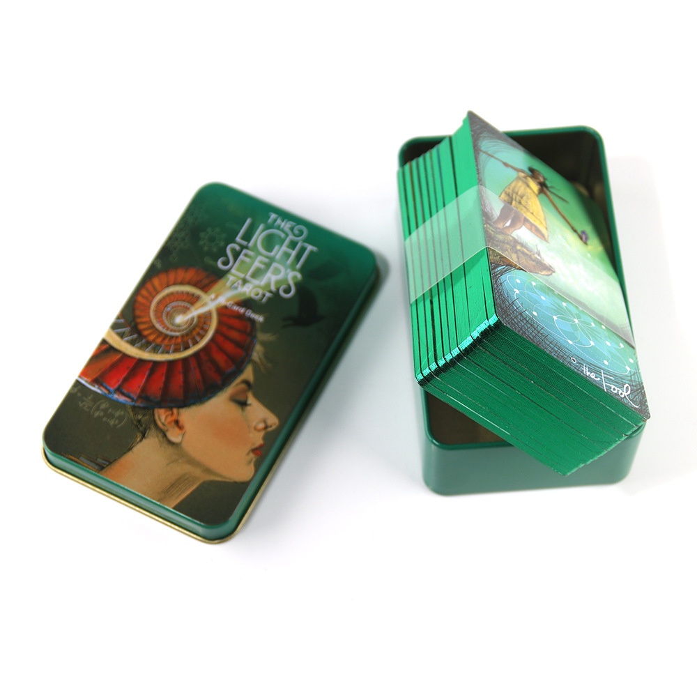 [Mạ Cạnh] Bộ Bài The Light Seer's Tarot Hộp Thiếc Mạ Cạnh Xanh Lá 78 Lá Tặng Link Tiếng Việt Và Đá Thanh Tẩy TH48