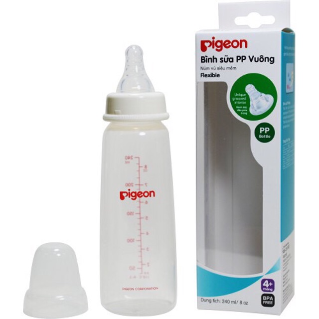 Bình sữa PP Vuông 240ml Pigeon