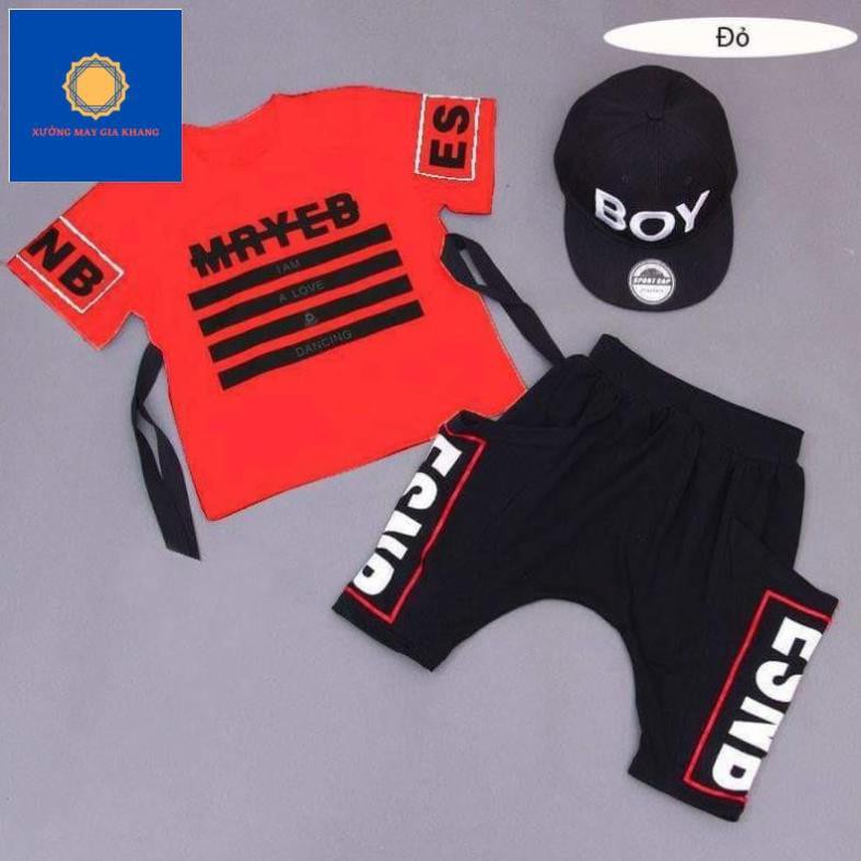 Đồ bộ quần áo thun bé trai, bé gái, kiểu HipHop (set 3 kèm nón) - Xưởng may Gia Khang