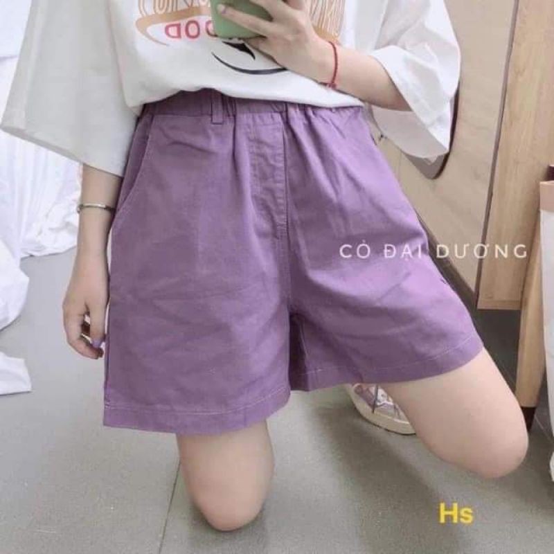 Quần short nữ kaki lưng cạp chun ống rộng