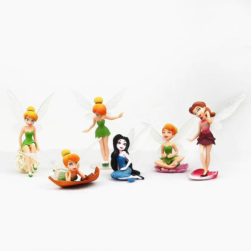 6pcs Japan Flower Fairy Laraine Pixie Fly Wing Family Miniature Dollhouse Garden Decor