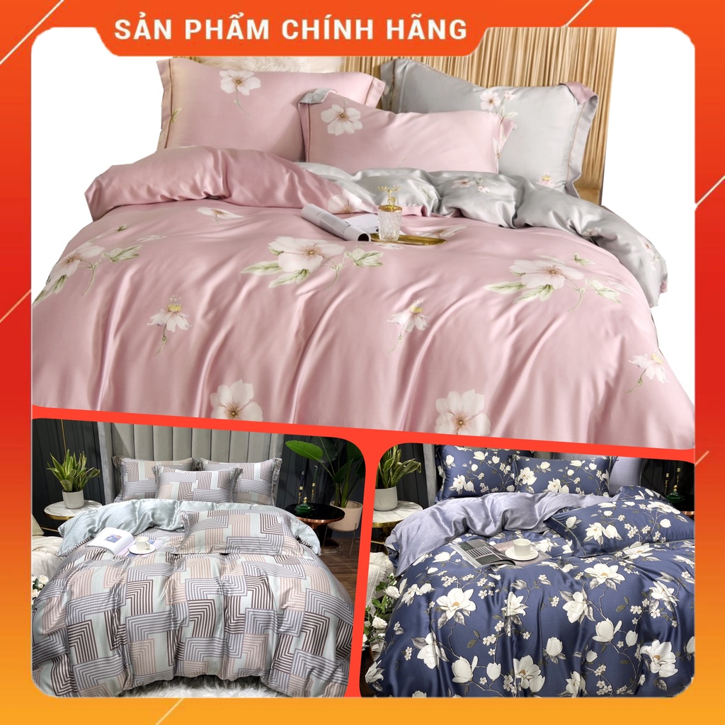 Bộ chăn ga gối lụa Tencel 100% 60s, Set chăn drap 4 món tiêu chuẩn, Siêu mềm mát mịn,