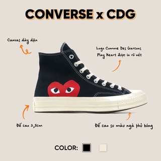 [ CHÍNH HÃNG ] giày sneaker CONVERSEE CDG HIGH BLACK (CDG_DC)
