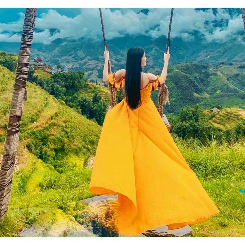 Váy Hobo, Đầm Thổ Cẩm V132, Chất Đũi, Mềm Mát, Màu Vàng, Đỏ, Siêu Phẩm Làm Siêu Lòng Cô Nàng Sống Ảo