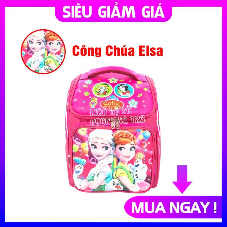 Balo trẻ em chống gù in hoạt hình 3D Elsa, Nhện cho học sinh dùng cả bé trai lẫn gái đều đẹp [ mua balô tặng hộp bút)