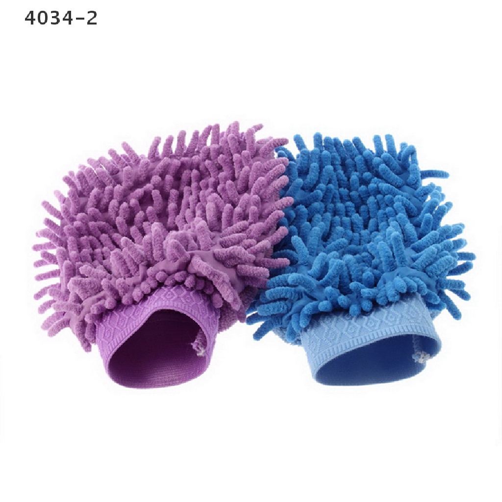 Găng Tay 2 Trong 1 4034-2 Bằng Sợi Microfiber Mềm Mại Không Trầy Xước Cho Rửa Xe Hơi