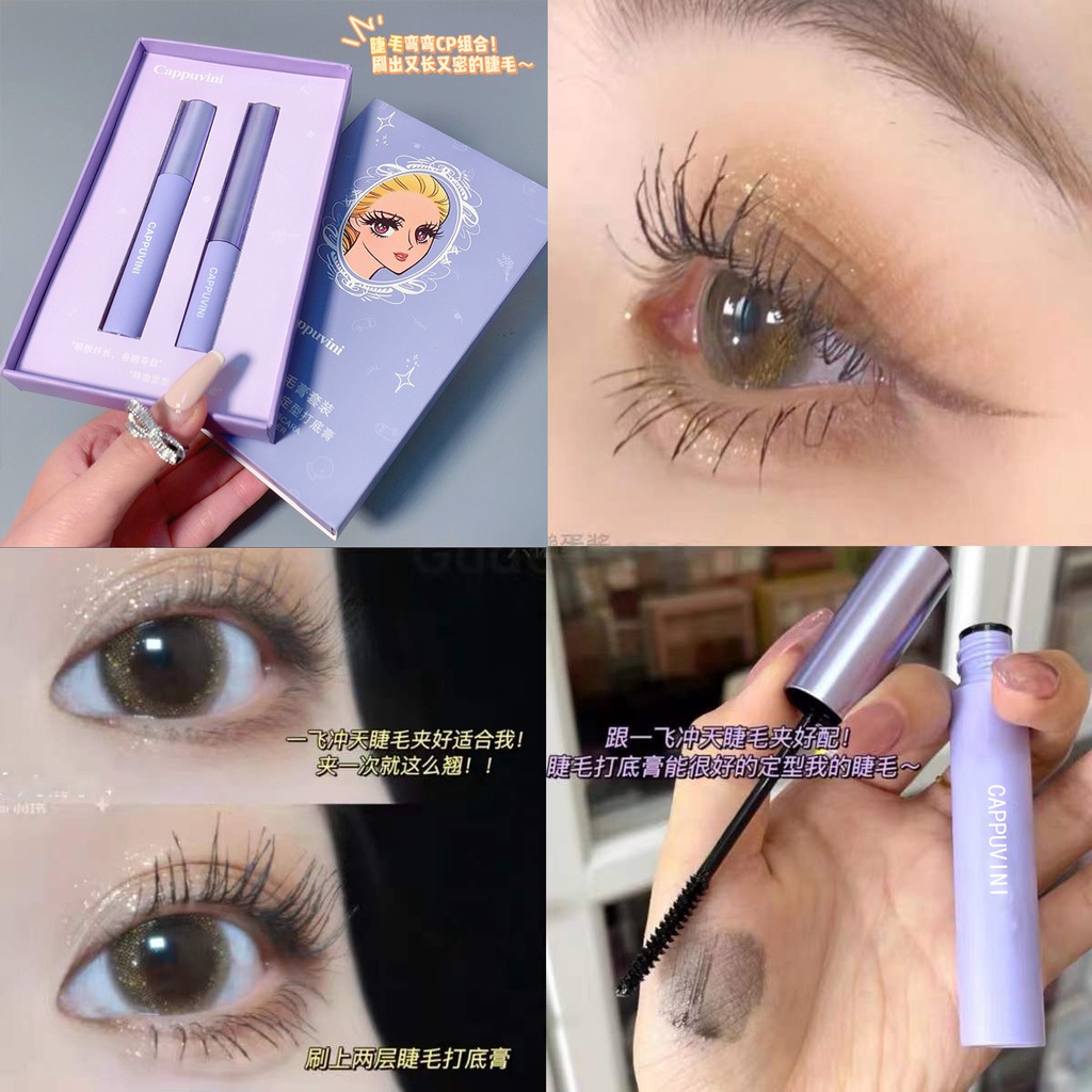 Mascara Chuốt Mi Cappuvini Lâu Trôi Chống Thấm Nước 2 Màu Tùy Chọn 3g Mascara Set