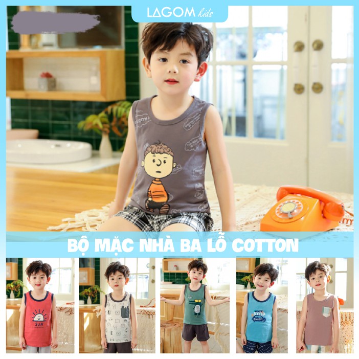 [SALE SỐC] Bộ Ba Lỗ Bé Trai Cotton Mềm Mịn  Bộ Quần Áo Bé Trai Mặc Nhà Mùa Hè