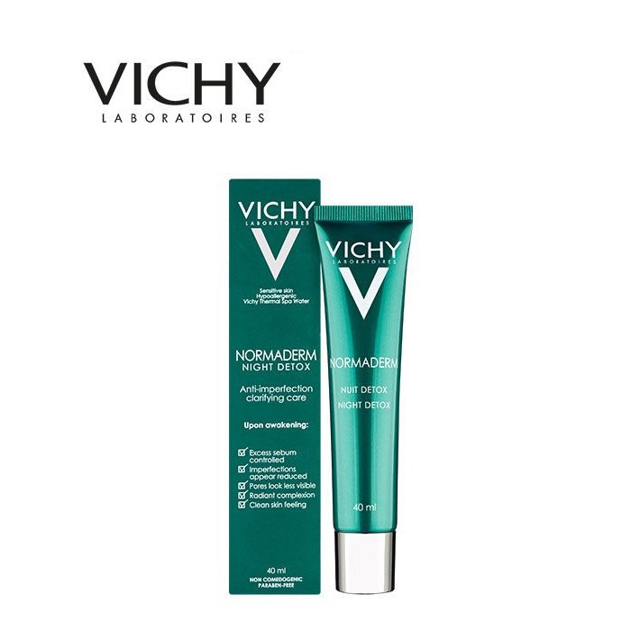 Gel Giảm Dầu Se Khít Lỗ Chân Lông Ban Đêm Vichy Normaderm Night Detox Anti-Imperfection Clarifying Care