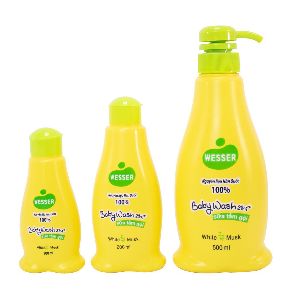 Sữa tắm gội toàn thân trẻ em Wesser 2in1 - White Musk thành phần thiên nhiên nhập khẩu Hàn Quốc