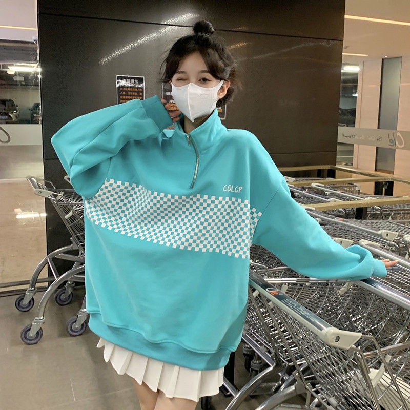 Áo sweater có cổ thiết kế dáng rộng thời trang mùa thu dành cho nữ