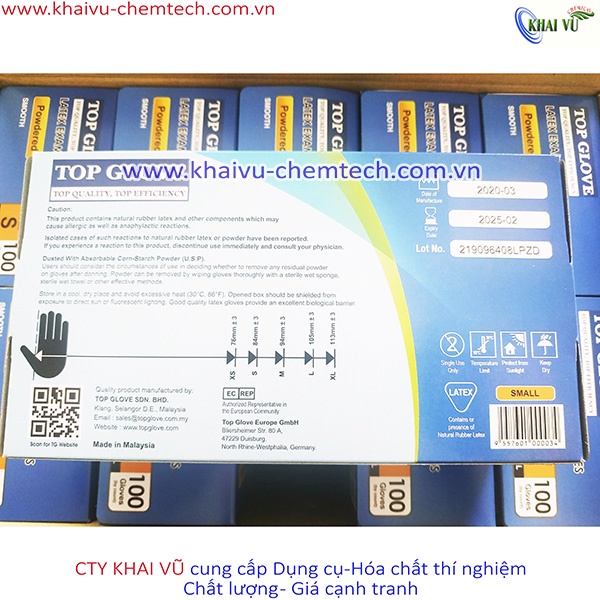 Găng tay y tế có bột, ko bột size S, M, L - Hộp 100 chiếc
