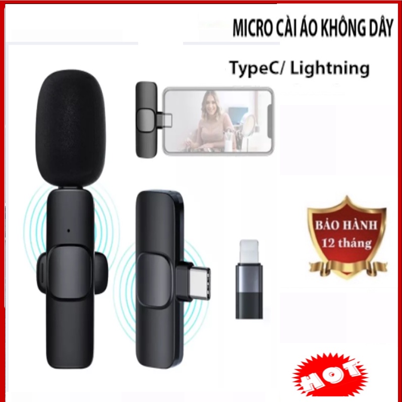Micro Thu Âm Cài Áo Không Dây K8,Mic Cài Áo Không Dây Mic Livestream,Thu Âm,Quay Video,Làm You Tube,Vlog,Tiktok Siêu Nhỏ
