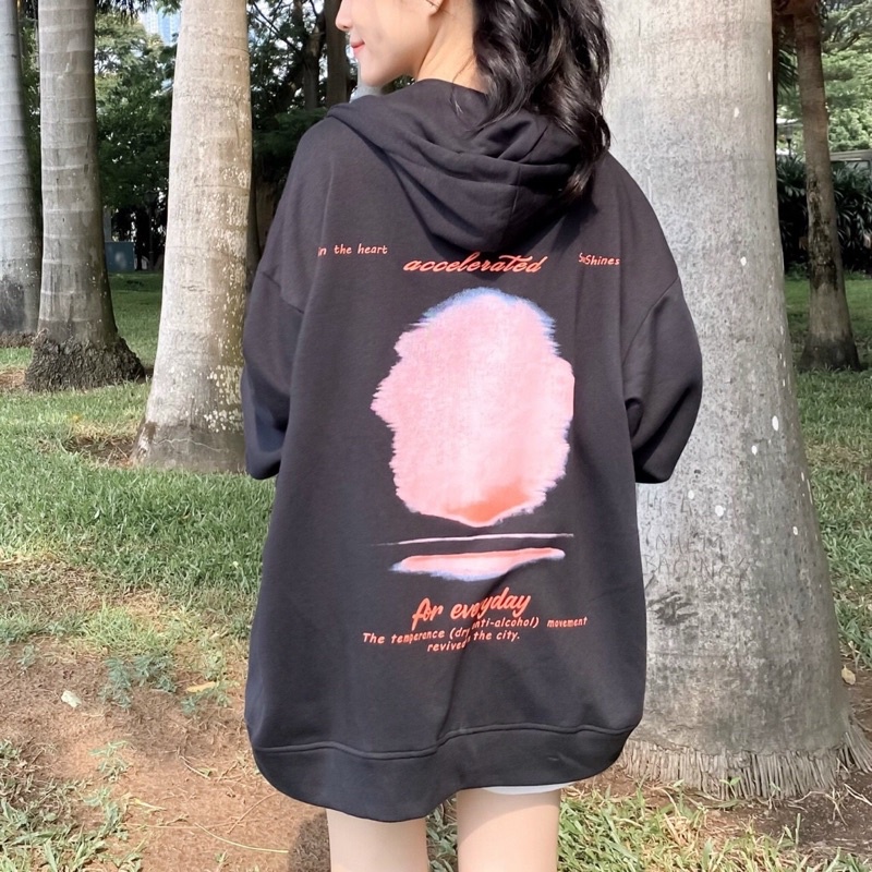 Áo Khoác Hoodie Zip Day Form Rộng Unisex Vải Nỉ Bông Oversize Ulzaang - Yowol.sg