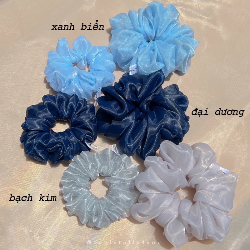 Buộc Tóc Scrunchies Voan Phồng Tone MÀU BIỂN 🌊 3 Size