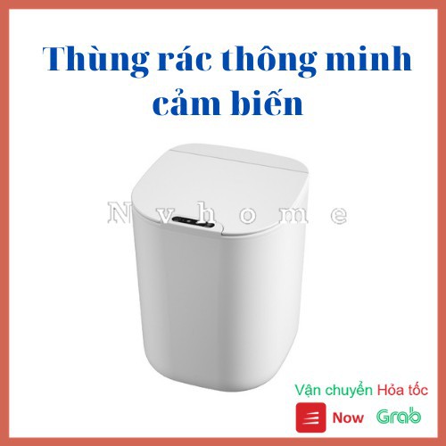 Thùng Rác Thông Minh Cảm Biến 2 Màu Xám Trắng Có Nắp Đậy Nhiều Loại