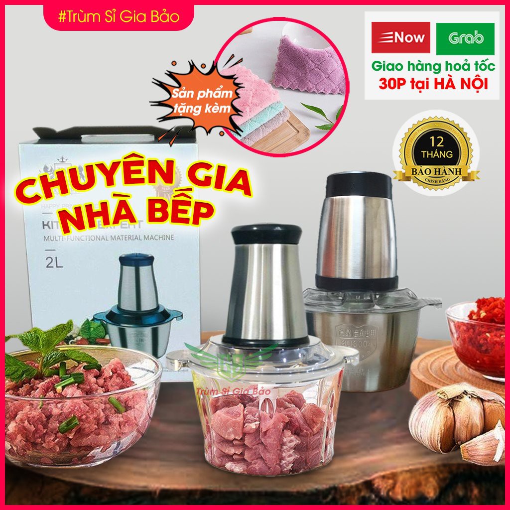 Máy xay thịt đa năng KITCHEN chính hãng , inox 304 không gỉ bảo đảm sức khỏe , cối xay tỏi ớt 2 lit