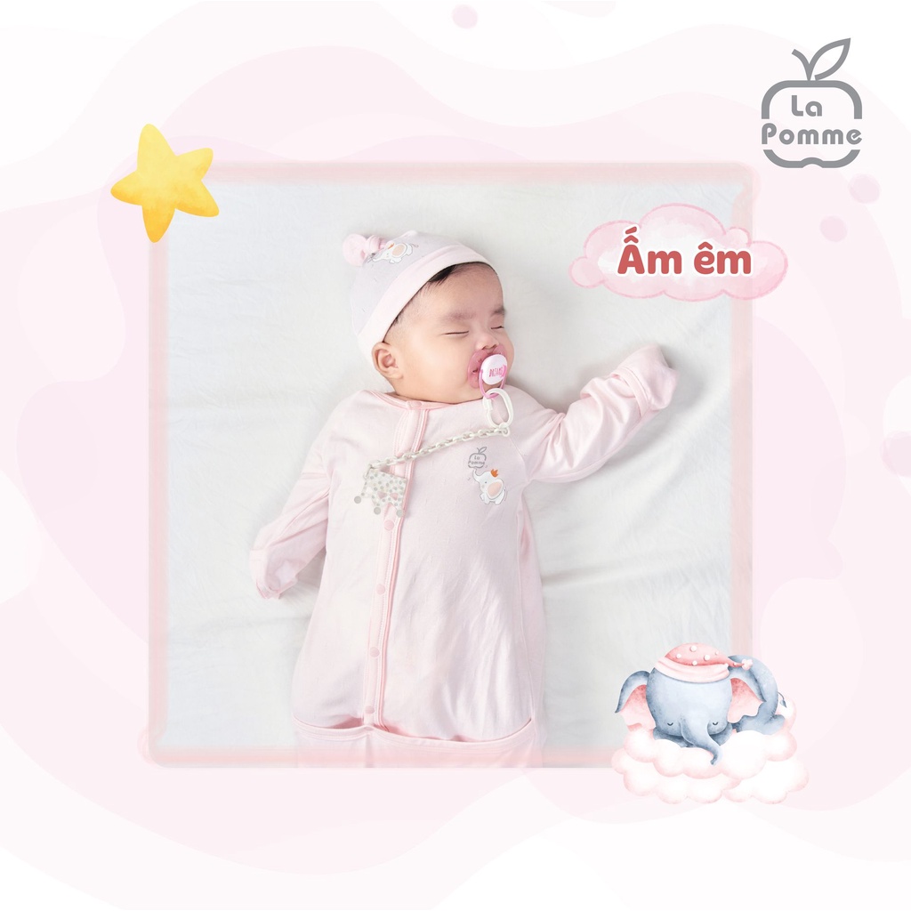 Túi ngủ sơ sinh La Pomme chú voi Dummo dành cho bé trai bé gái sơ sinh