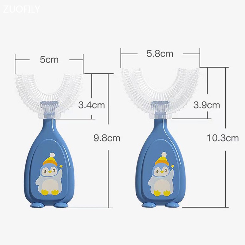(Bán Buôn Sỉ) Bàn chải đánh răng cho bé chữ U bằng silicon mềm mại cho bé từ 2 đến 12 tuổi hình chim cánh cụt