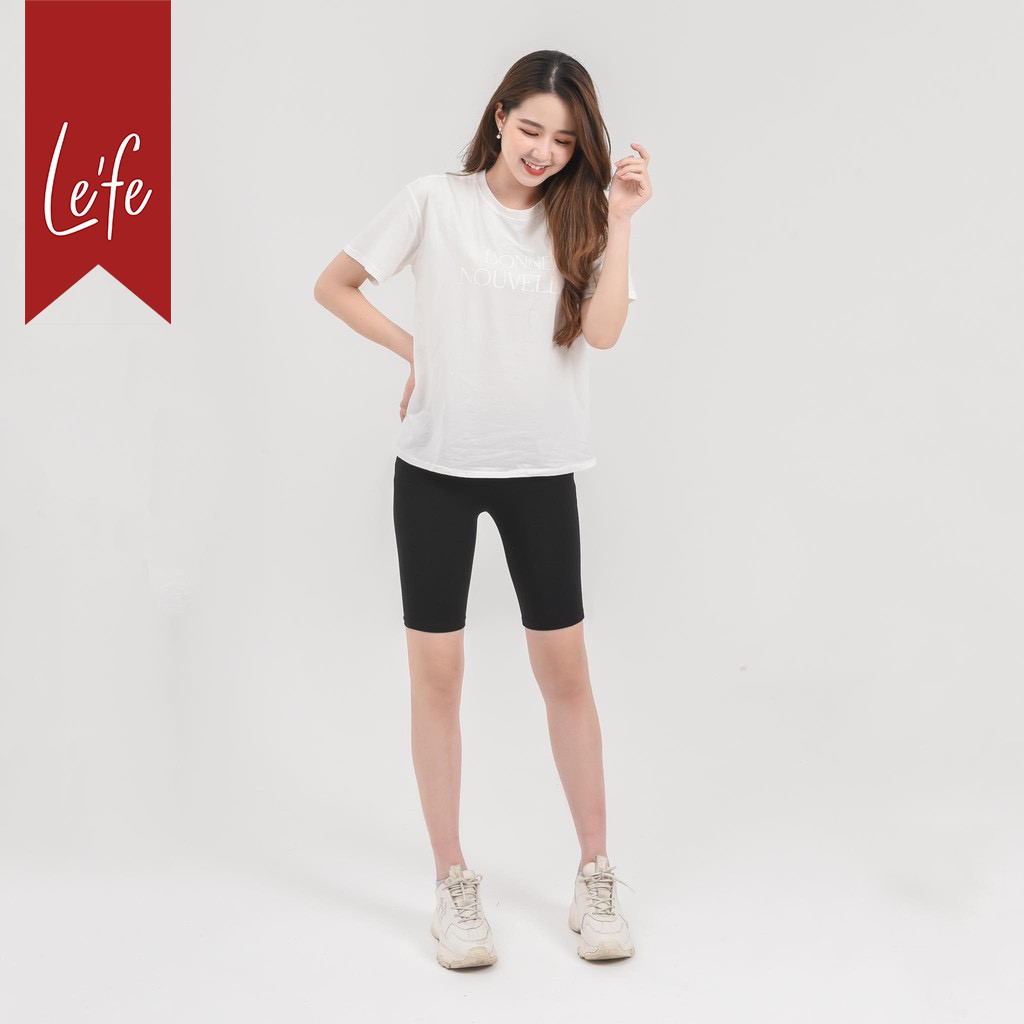 Quần legging lửng Léfe vải thun cao cấp biker nữ đùi ngố đồ mặc nhà dáng ôm bó lưng thun tập gym yoga bigsize bầu bí | BigBuy360 - bigbuy360.vn