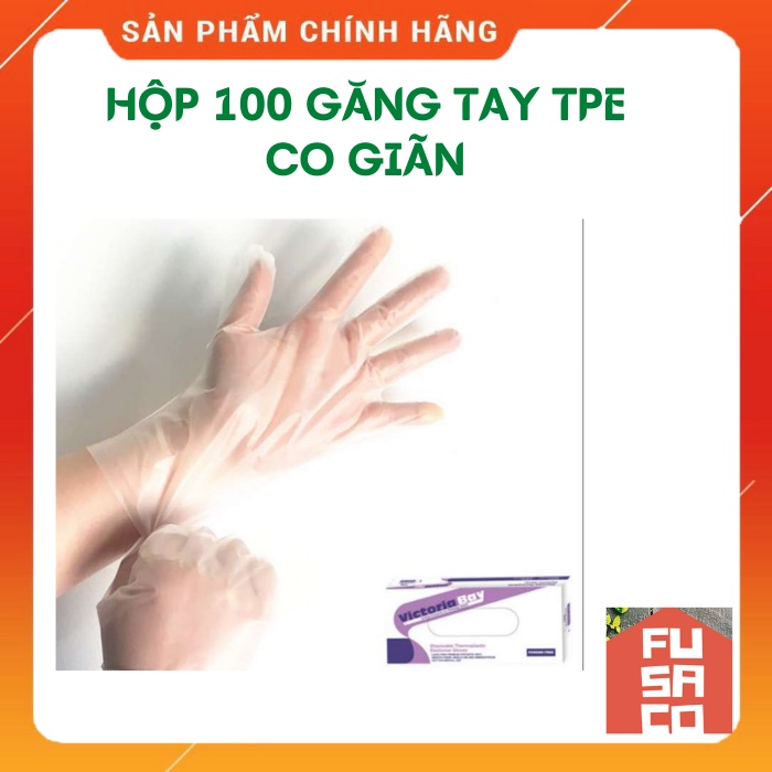 [Hàng mới] Hộp 100 găng tay Victoria Bay chất liệu TPE, Bao tay cao su nhà bếp siêu dai không mùi không bột