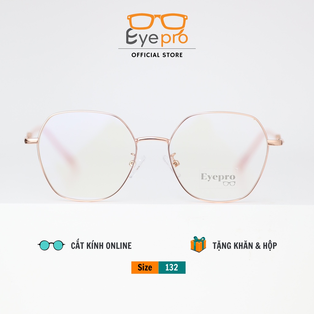 Gọng kính cận nữ nam chất liệu kim loại mắt kính đa giác lắp mắt cận hoặc không độ - Z29286 Eyepro