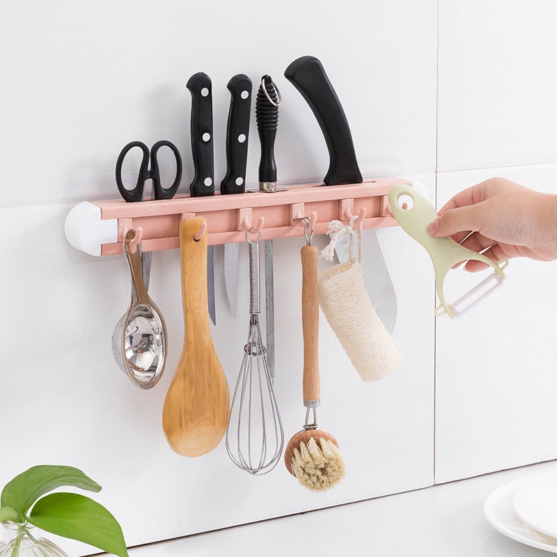 Kệ dán tường đựng dao kéo có 6 móc - BX2837